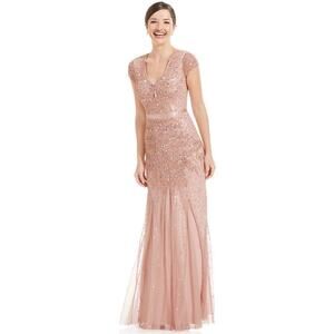 Adrianna Papell  Beaded Sequined Gown Size 16 Wedding Romantic Special Occasions